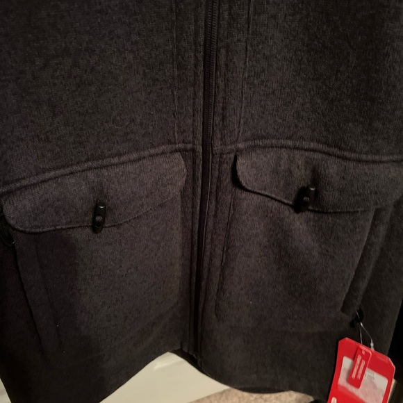 THE NORTH FACE Jacket Womens Large Gray Cresent Parka Fleece Sweater Hooded - Picture 3 of 9